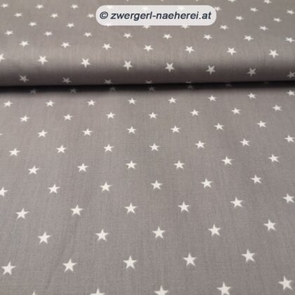 Webware-Baumwoll-Stoff-Popeline-Sterne-grau